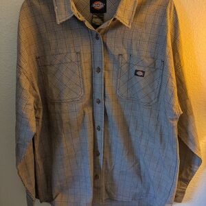 Dickies Plaid Button-Up Shirt in Gray & Black